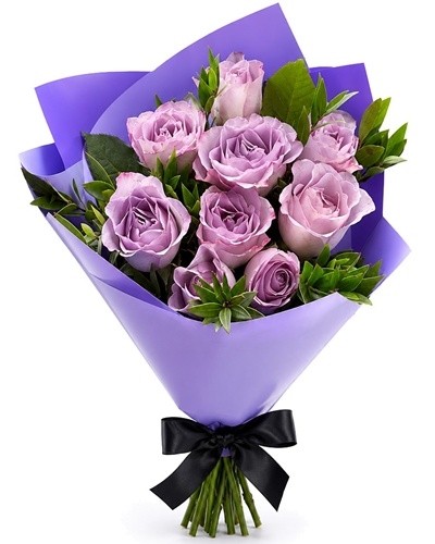 9 purple roses